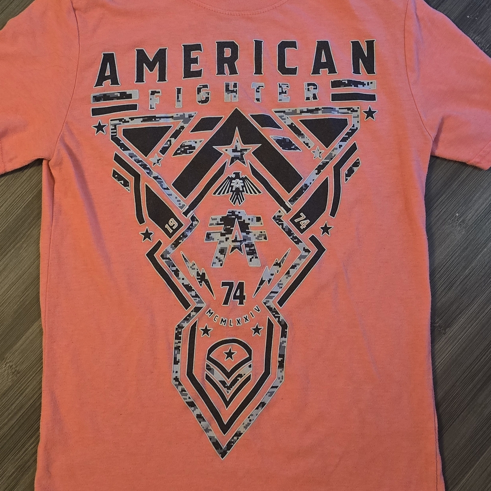 American Fighter Boys Shirt Small Bright Orange